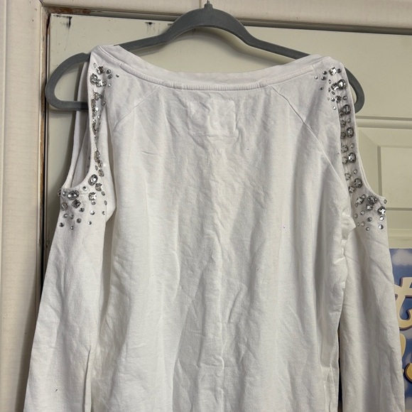 Guess White Embellished Blouse with open shoulders size M - Picture 4 of 8